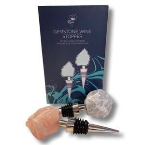 Chic & Tonic Stone Top Wine Stopper Set NEW